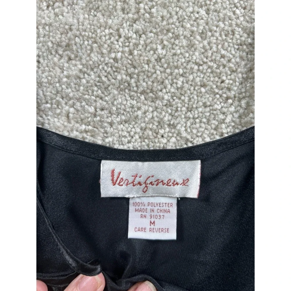 Vertifirmex Women's Black Satin Slip Dress Medium Grunge Goth Vamp Firty Racy - Picture 4 of 7